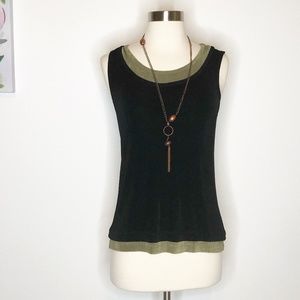Chicos Travelers | Tank Top Black Olive Sz 1